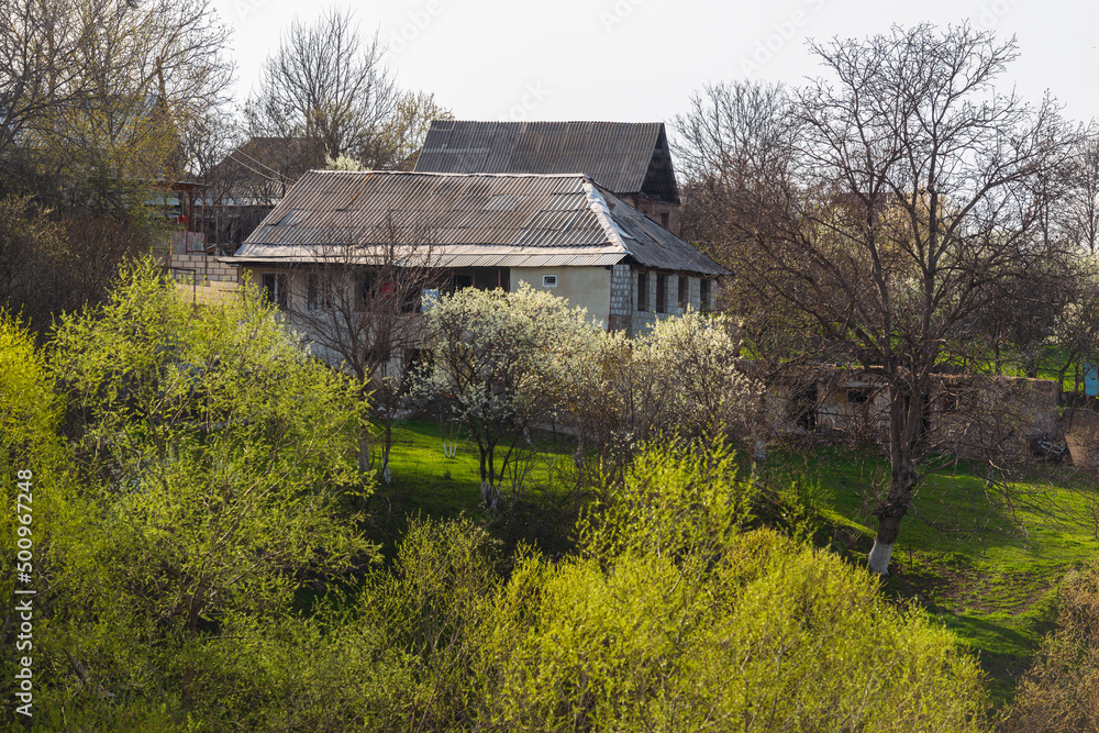 View of Kurtan village in the Lori Province of Armenia in spring time