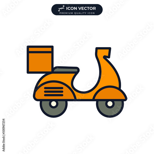Shipping fast delivery motorcycle icon symbol template for graphic and web design collection logo vector illustration