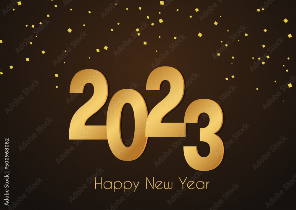 Happy new year 2023 banner.Golden Vector luxury text 2023 Happy new year. Gold Festive Numbers Design. Happy New Year Banner with 2023 Numbers