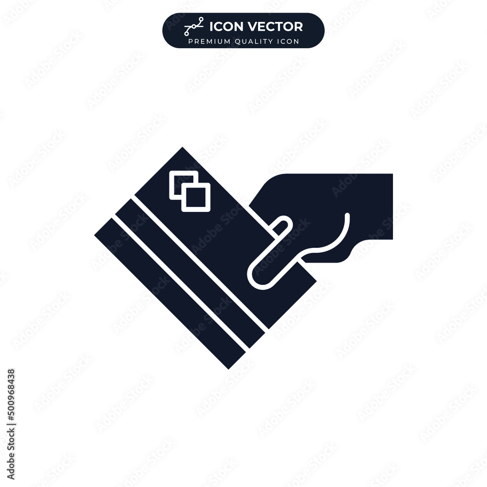 Hand holding a credit card icon symbol template for graphic and web design collection logo vector illustration Hand holding a credit card icon symbol template for graphic and web design collection logo vector illustration