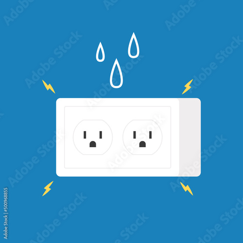 Electric leakage. Water drops into the outlets, causing a short circuit and damaged or dangerous. Three eye plug.