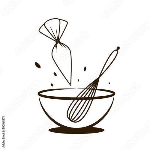 Bakery logo design. Bakery sign vector. Whisk logo design.
