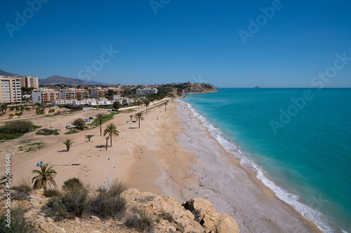 Paradise beach near Villajoyosa Alicante Spain bordered to the north by Cala la Mallaeta and to the south by Bon Nou beach 