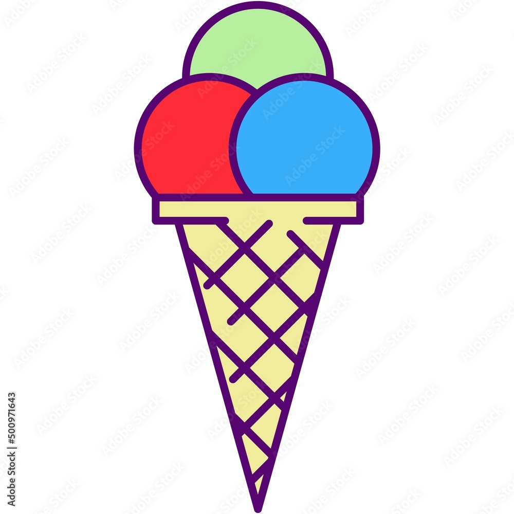 Ice-cream icon vector cone illustration on white Ice-cream icon vector cone illustration on white