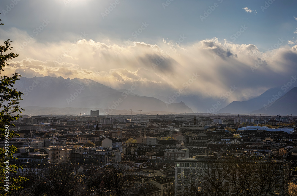 Panoramic view of the city of Turin from the square of the Capuchin Monastery