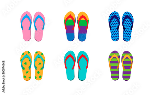 isolated slippers with colorful colors for holiday, slippers vector