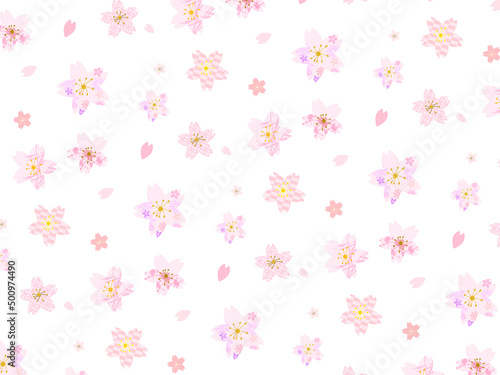 桜の花の和柄模様バリエーション、パターン背景イラスト