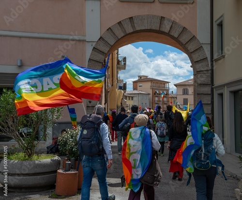 Assisi Italy 2022 March for peace against all war that starts from Perugia and arrives in Assisi
