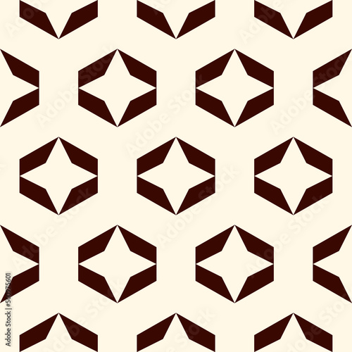 Geometric seamless pattern. Minimal print. Repeated stars motif ornament. Simple geo shapes background
