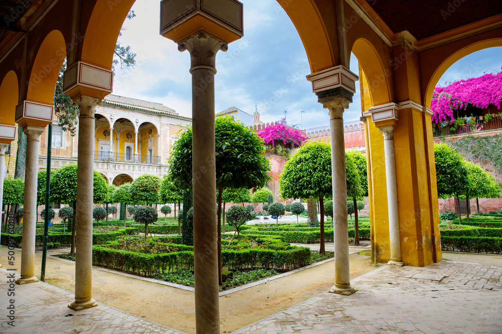 Naklejka premium The House of Pilatos called Casa de Pilatos in Seville, Spain. Its architecture is an original mix of Italian Renaissance and Andalusian mudejar style.