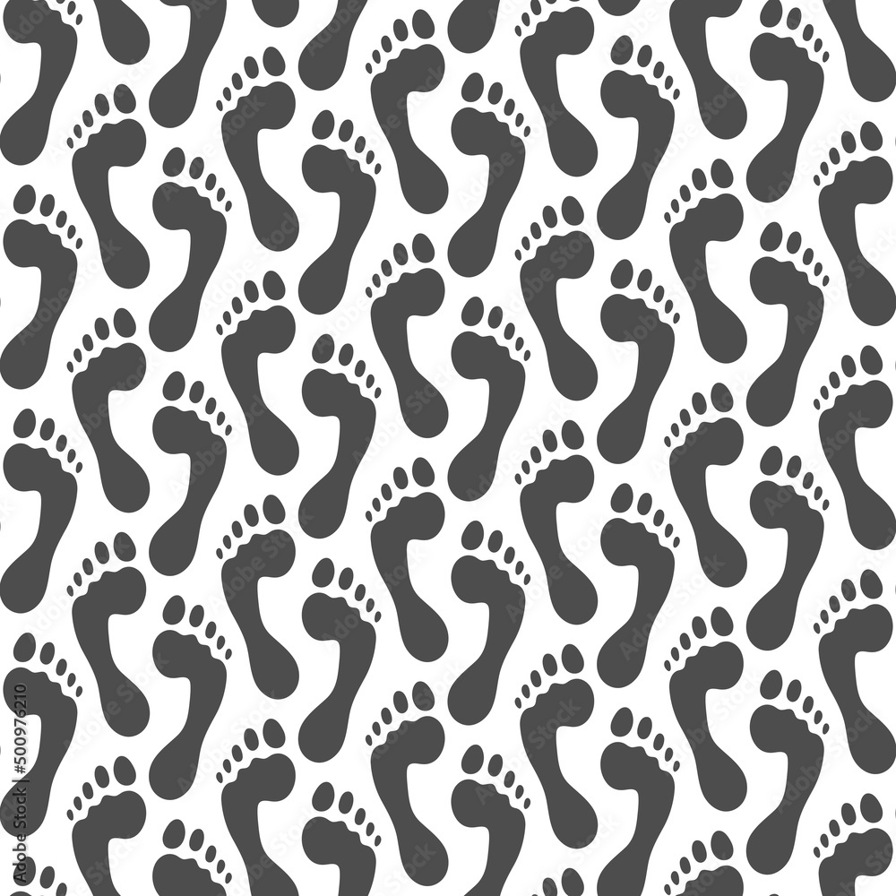 Seamless pattern with footprint, feet, footstep. Vector background with isolated objects on white. Seamless pattern with footprint, feet, footstep. Vector background with isolated objects on white.