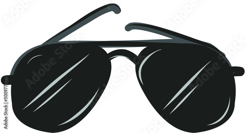 Elegant black shades, eyeglasses of detective. Modern color Isolated vector illustration of trendy black goggles shades.