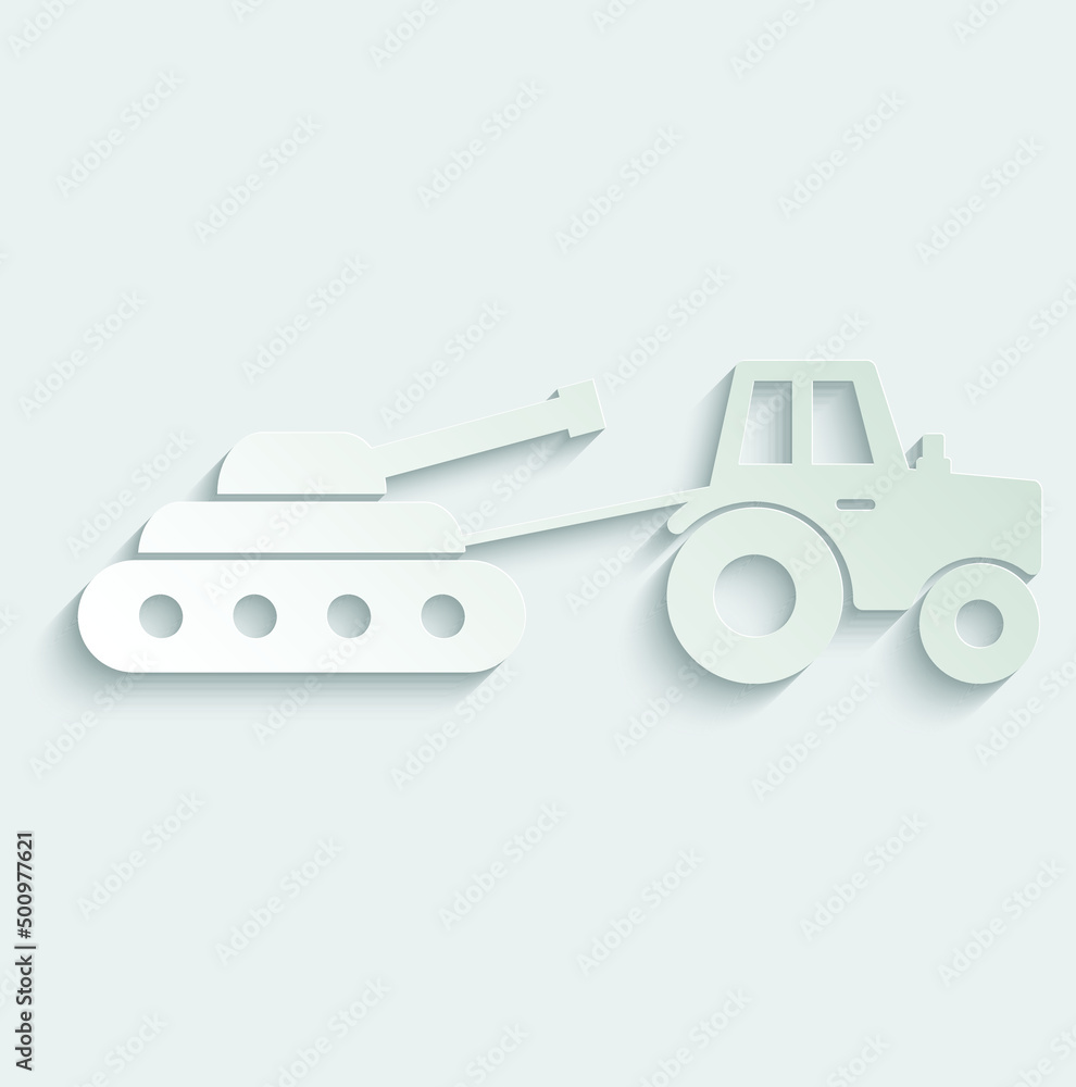 tractor pullling tank icon vector Ukrainian war tractor pullling tank icon vector Ukrainian war