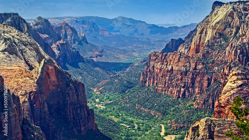 Zion Canyon seen from a hiking trail in Zion National Park
