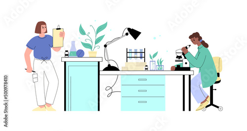 Homeopathic or naturopathic clinic or pharmacy, vector illustration isolated. photo