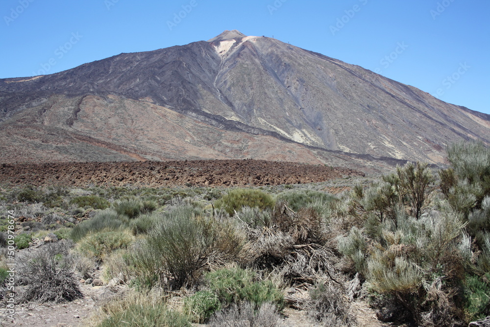 View on the Pico del Teide from the hiking trail Sendero 3 on Tenerife