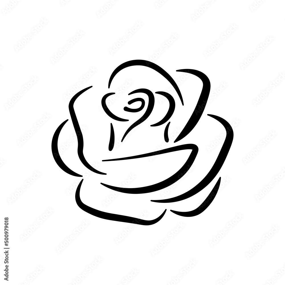 Rose symbol, vector flat icon, line art Rose symbol, vector flat icon, line art
