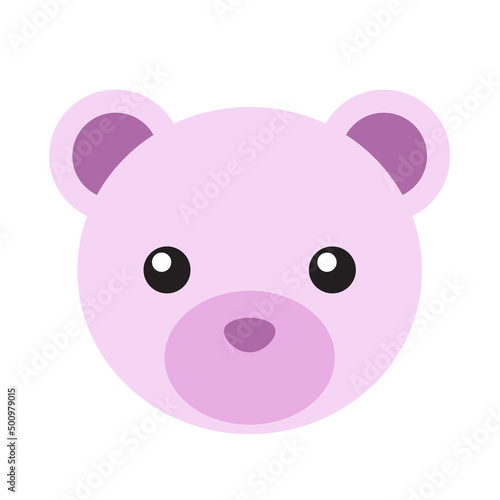 Cute pink bear flat icon  pastel symbol