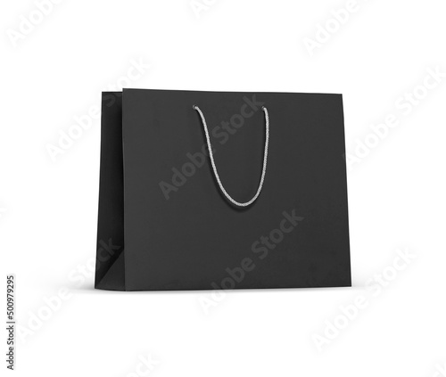 black paper bag isolated on a white background