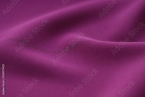 Purple iridescent fabric texture background. Luxurious pattern of draped fabric
