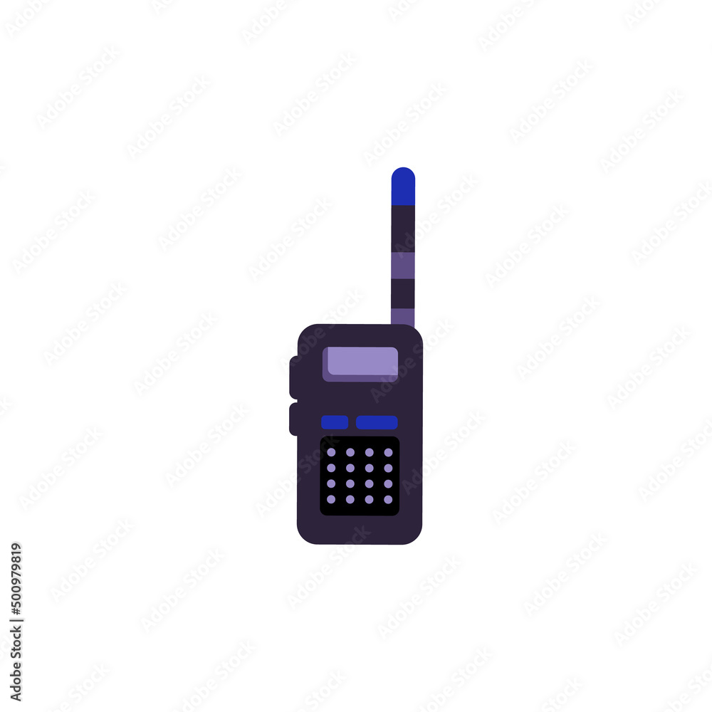 Dark violet walkie talkie with antenna and buttons flat style Dark violet walkie talkie with antenna and buttons flat style