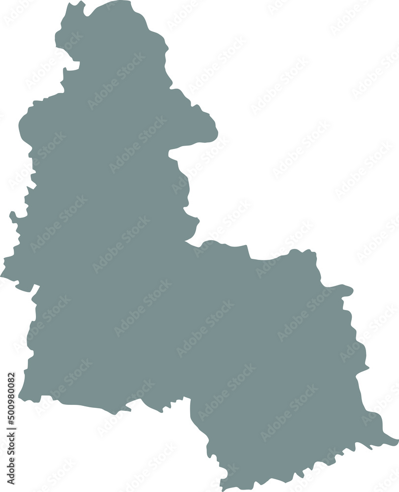 Gray flat blank vector map of the Ukrainian administrative area  of SUMY OBLAST, UKRAINE