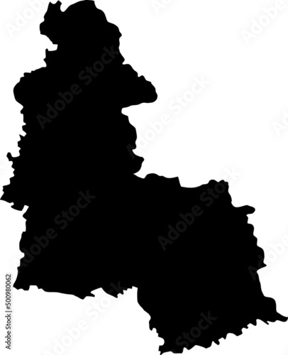 Black flat blank vector map of the Ukrainian administrative area of SUMY OBLAST, UKRAINE
