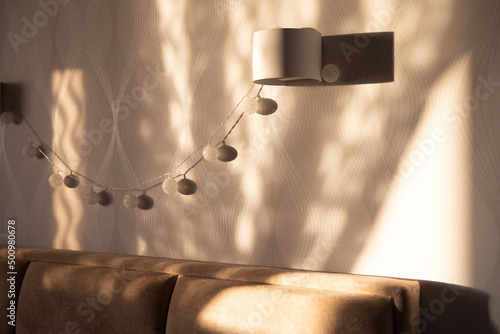 Bedroom in the sun, light shadow pattern