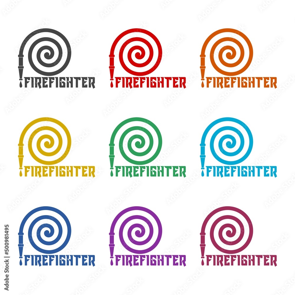 Simple Firefighter icon color set
