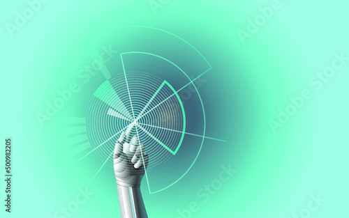 Vector image, background with a graph and a robot hand on a futoristic theme