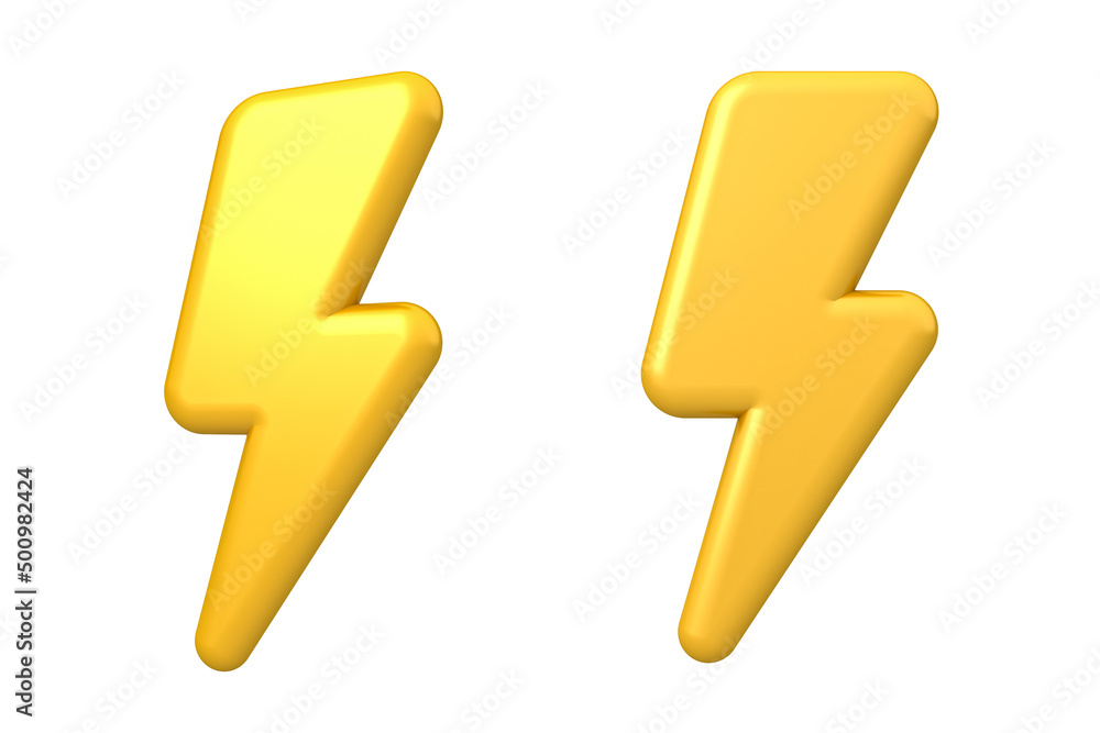 3d yellow thunder or lightning flash isolated over white background 3D rendering 3d yellow thunder or lightning flash isolated over white background 3D rendering
