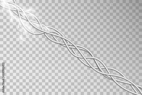 Power industrial cables .Vector illustration. Electric wires on a transparent background.