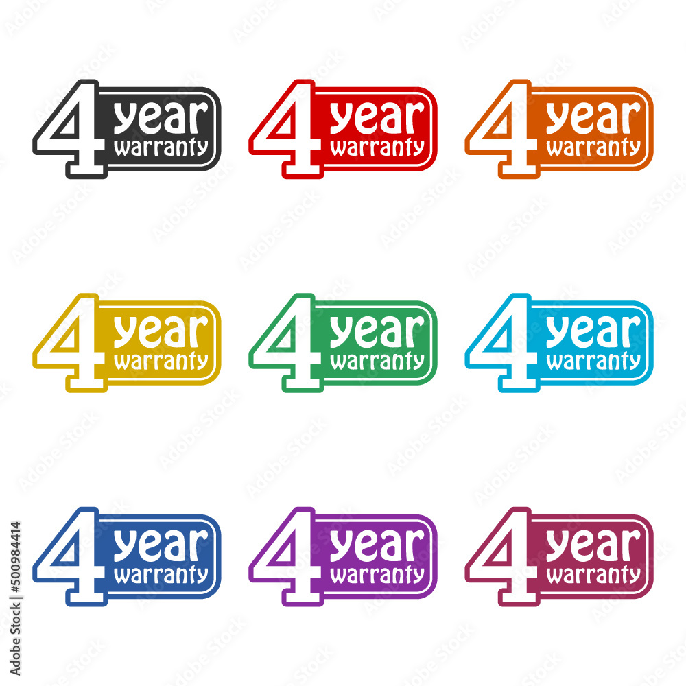 4 year warranty icon color set 4 year warranty icon color set