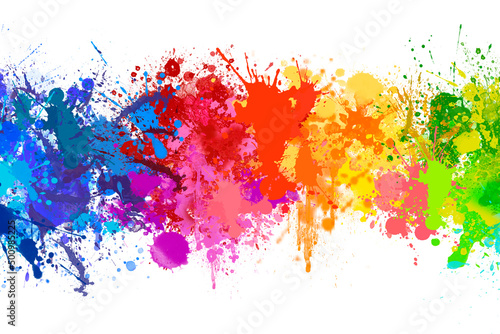 Obraz na płótnie Splashing colorful watercolor colors on paper to create a background texture w salonie