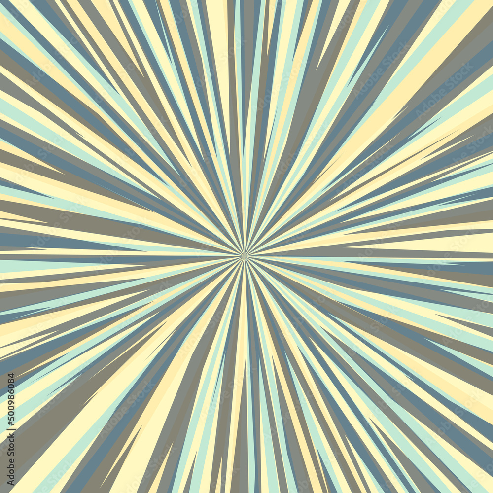Obraz premium Pop art radial colorful comics book magazine cover. Striped orange digital background. Cartoon funny retro pattern strip mock up. Vector halftone illustration. Sunburst, starburst shape