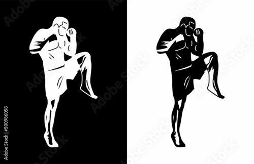 A Muaythai fighter posing vector illustration