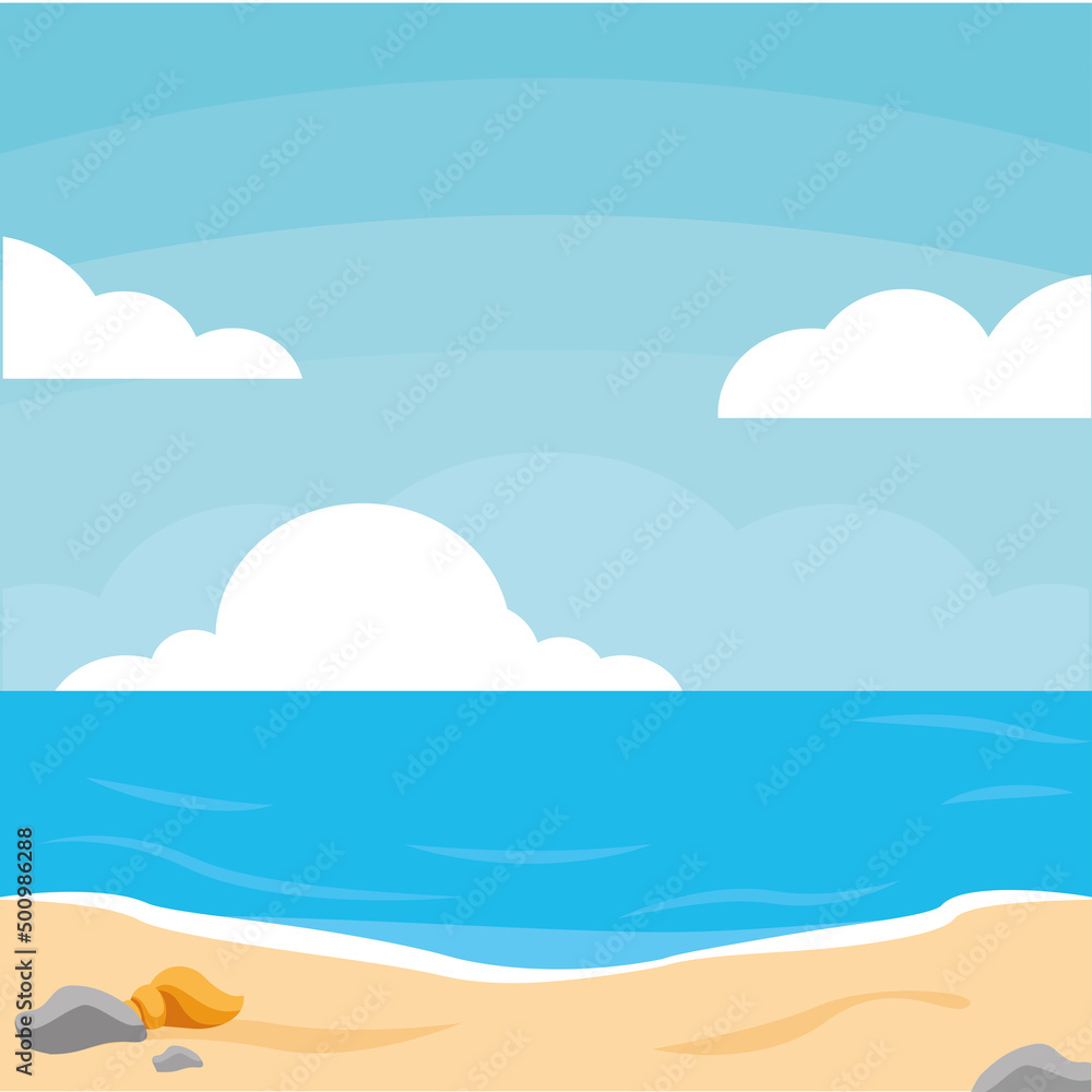 Poster sea beach landscape vector illustration