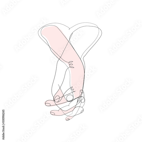 Holding hands one line drawing. Vector illustration