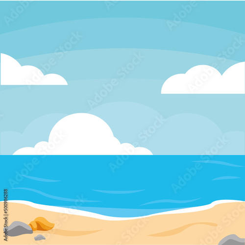 Poster sea beach landscape vector illustration