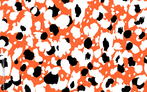 Abstract modern leopard seamless pattern. Animals trendy background. Orange and black decorative vector stock illustration for print, card, postcard, fabric, textile. Modern ornament of stylized skin