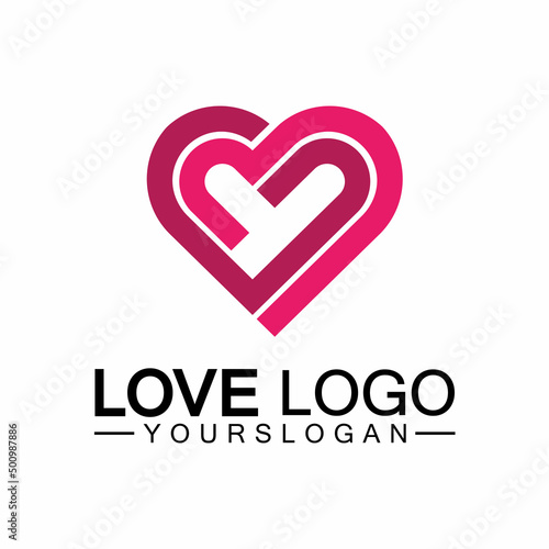 Love logo design vector,geometric hearth logo vector, linear love vector logo concept,Heart shape logo design-Vector