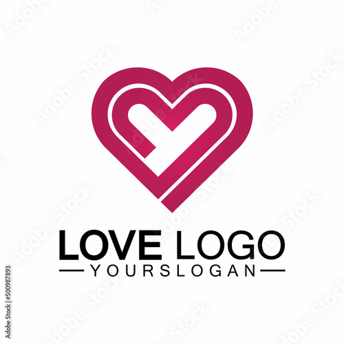 Love logo design vector,geometric hearth logo vector, linear love vector logo concept,Heart shape logo design-Vector