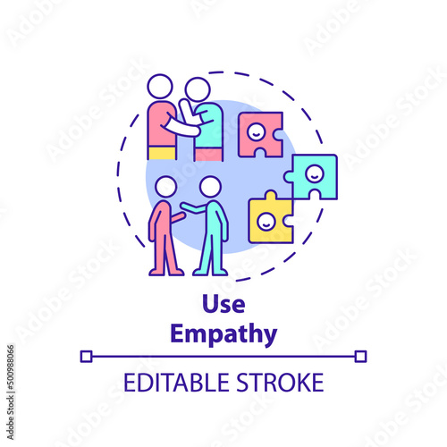 Use empathy concept icon. Developing emotional awareness abstract idea thin line illustration. Empathetic listener. Isolated outline drawing. Editable stroke. Arial, Myriad Pro-Bold fonts used