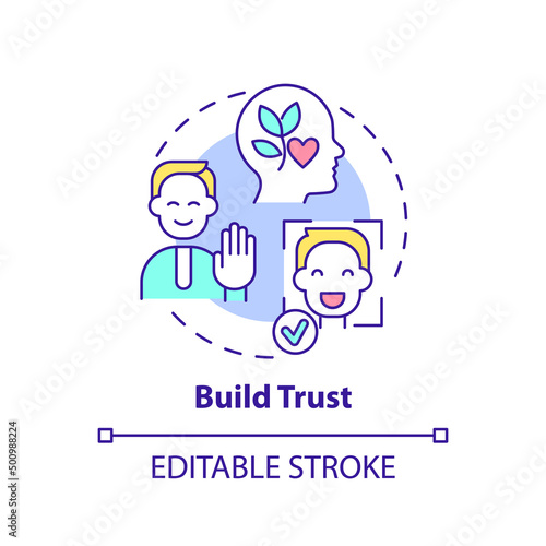 Build trust concept icon. Developing emotional awareness abstract idea thin line illustration. Showing empathy and respect. Isolated outline drawing. Editable stroke. Arial, Myriad Pro-Bold fonts used