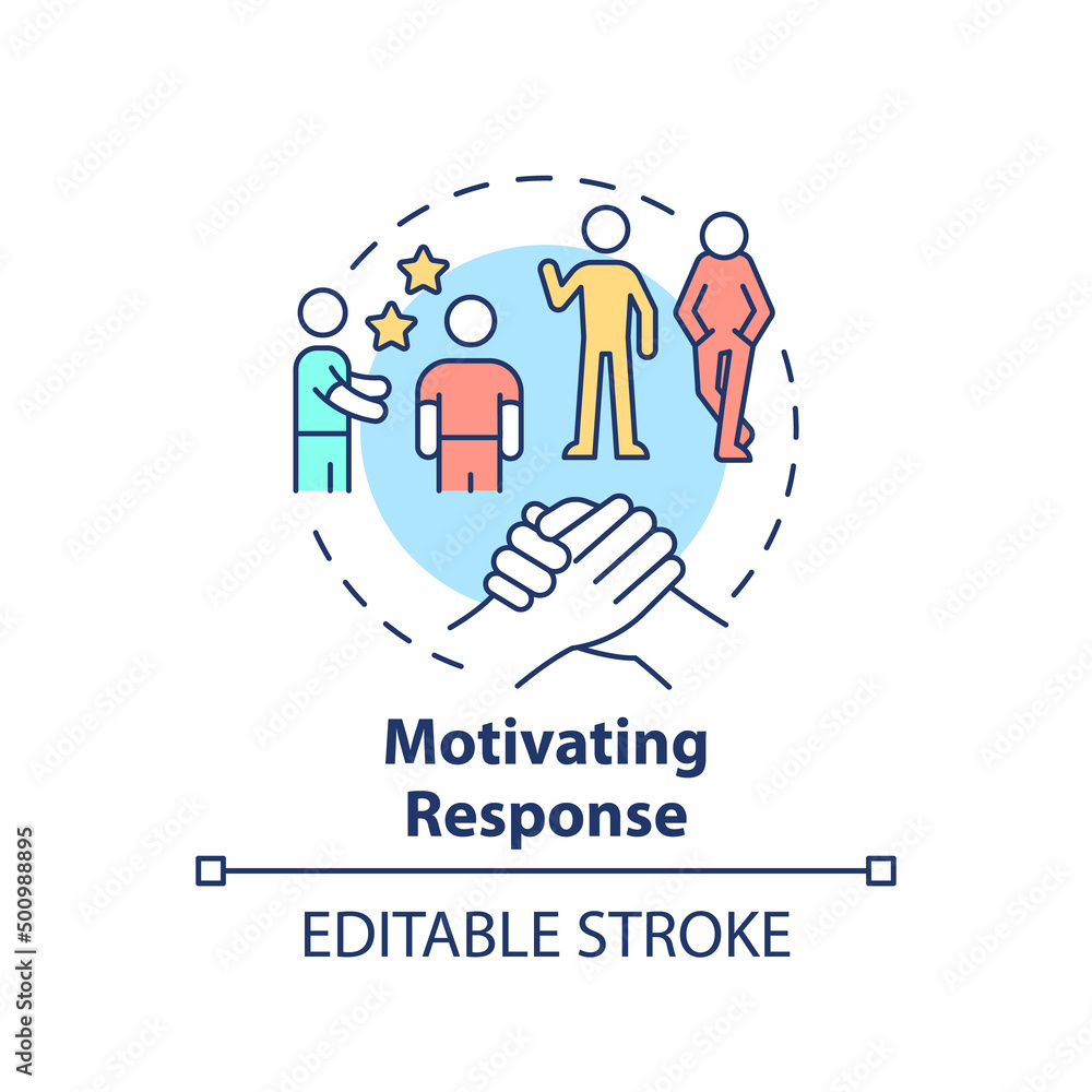 Motivating response concept icon. Characteristic of communication abstract idea thin line illustration. Influencing others. Isolated outline drawing. Editable stroke. Arial, Myriad Pro-Bold fonts used