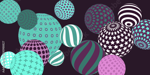 Retro 3d illustration abstract balls, great design for any purposes. Modern poster for cover design. Vector technology background. Background wall design.