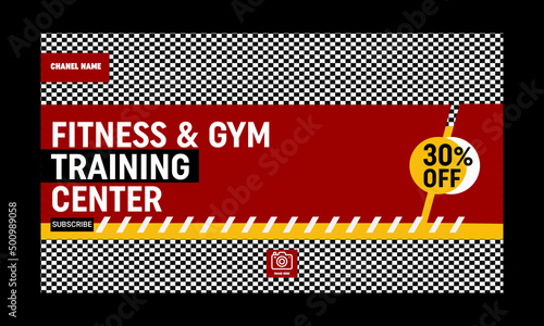 Gym fitness you tube thumbnail template design and video thumbnail template, Video cover photo template for social media	