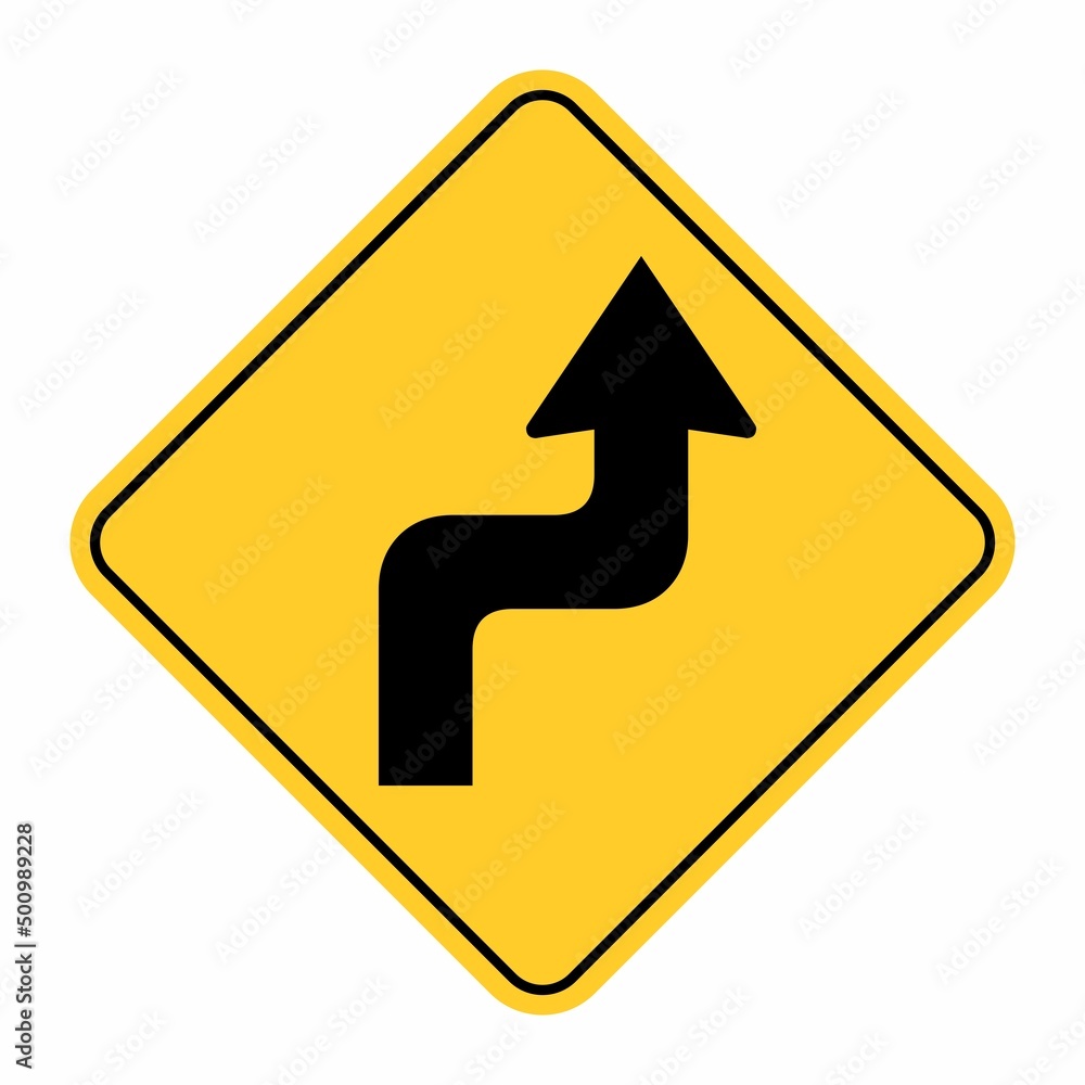 Reverse turn right traffic sign Reverse turn right traffic sign