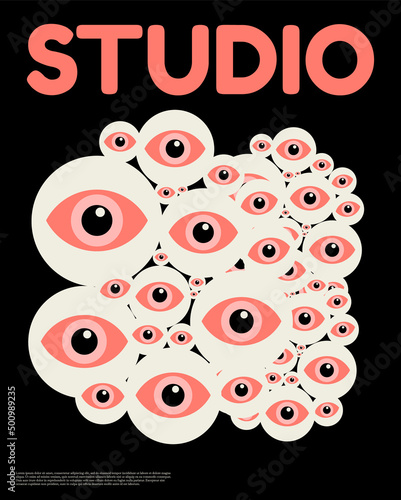 Vector hand drawn minimalistic illustration eyes . Creative artwork. Template for card, poster, banner, print for t-shirt, pin, badge, patch.