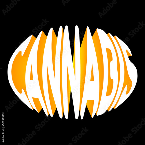 Cannabis. Vector 3D lettering isolated . Template for card, poster, banner, print for t-shirt, pin, badge, patch.